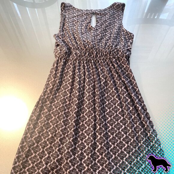 Soma Periwinkle and Black Printed Dress Mini Sleeveless Medium M Low Cut Keyhole - Picture 3 of 4